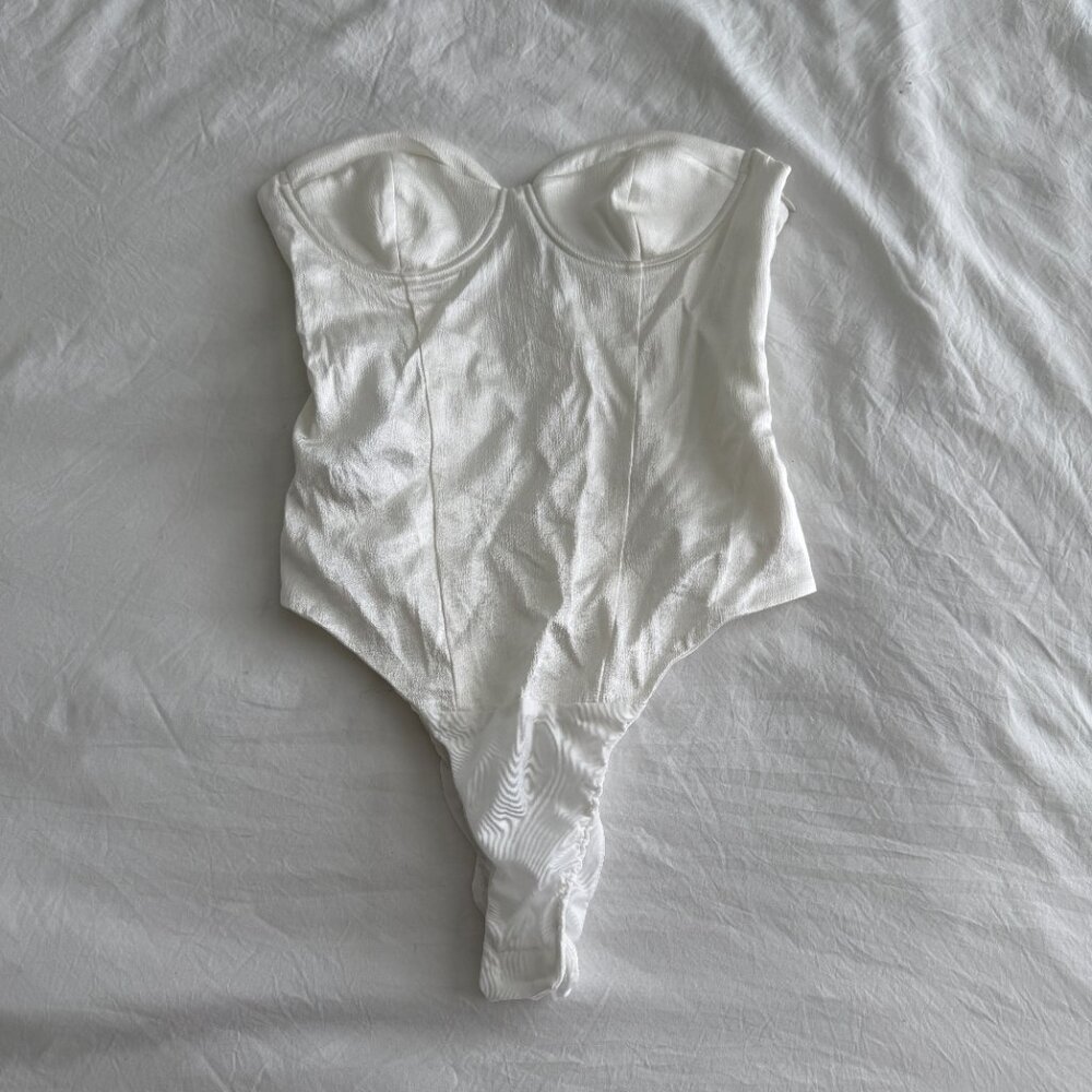 Zara Satin Bustier White Ecru Bodysuit